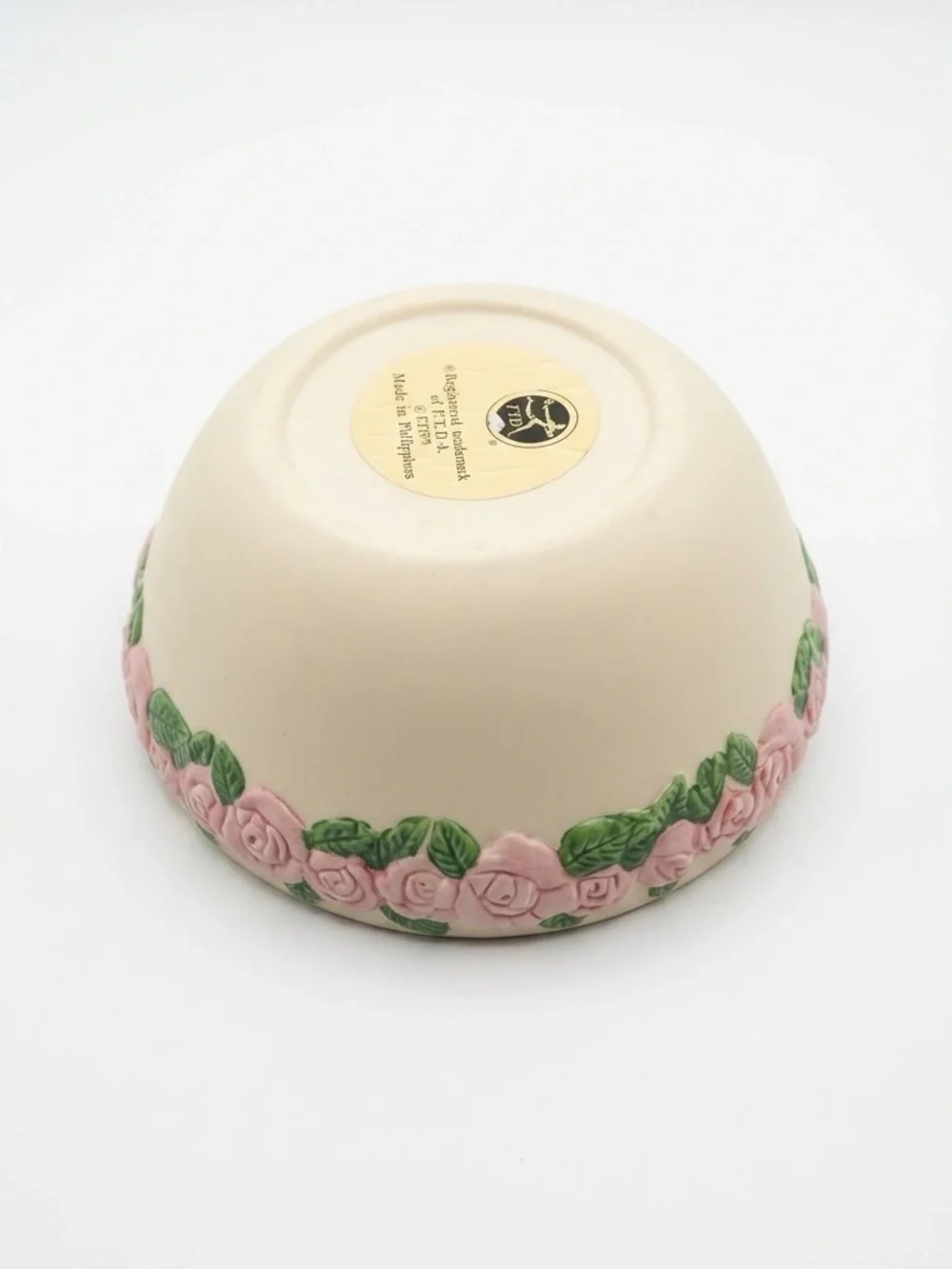 Vintage FTD Pink Rose Ceramic Planter Coquette Garden Flower Cache Pot Rosebud